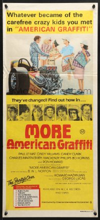 7r831 MORE AMERICAN GRAFFITI Aust daybill 1979 Ron Howard, different drag racer art by Paulsson!