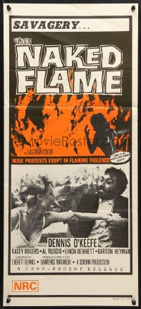 7r844 NAKED FLAME Aust daybill 1970s Dennis O'Keefe, filmed in the world's most rugged country!