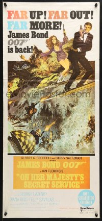 7r853 ON HER MAJESTY'S SECRET SERVICE Aust daybill 1969 Lazenby as Bond, McGinnis/McCarthy art!