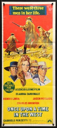 7r856 ONCE UPON A TIME IN THE WEST Aust daybill 1970 Leone, art of Cardinale, Fonda, Bronson & Robards!