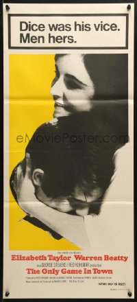7r859 ONLY GAME IN TOWN Aust daybill 1969 Elizabeth Taylor & Warren Beatty, in love in Las Vegas!