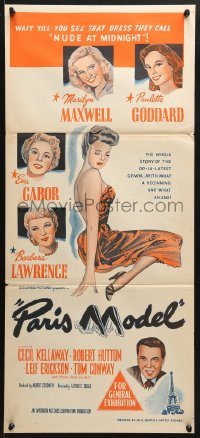 7r864 PARIS MODEL Aust daybill 1953 sexy Marilyn Maxwell, Paulette Goddard & Eva Gabor!