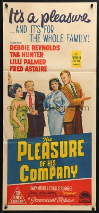 7r869 PLEASURE OF HIS COMPANY Aust daybill 1961 Astaire, Debbie Reynolds, Lilli Palmer, Tab Hunter!
