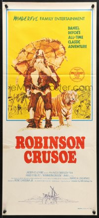 7r887 ROBINSON CRUSOE & THE TIGER Aust daybill 1972 Hugo Stiglitz stranded on tropical island!