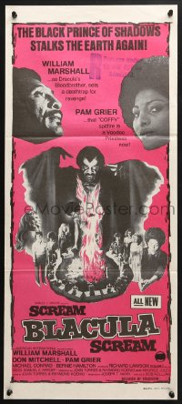 7r903 SCREAM BLACULA SCREAM Aust daybill 1973 image of black vampire William Marshall & Pam Grier!