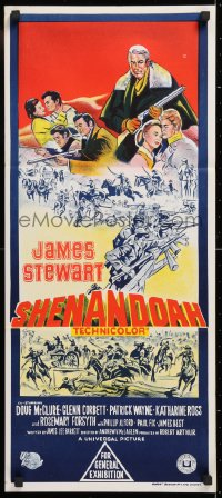 7r911 SHENANDOAH Aust daybill 1965 great hand litho of James Stewart in the Civil War!