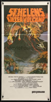 7r928 ST. HELENS Aust daybill 1981 Art Carney ain't gonna leave the mountain, Hoff art of eruption!