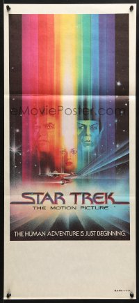 7r929 STAR TREK Aust daybill 1979 art of William Shatner & Leonard Nimoy by Bob Peak, no credits!