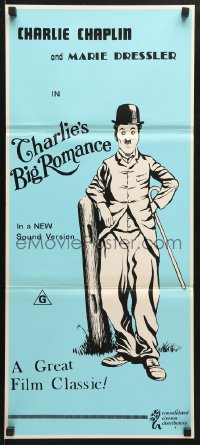 7r965 TILLIE'S PUNCTURED ROMANCE Aust daybill R1970s Marie Dressler, great art of Charlie Chaplin!