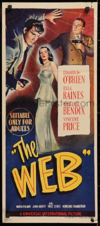 7r988 WEB Aust daybill 1947 Edmond O'Brien & sexy full-length Ella Raines, cool film noir art!