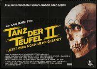 7r179 EVIL DEAD 2 German 33x47 1988 Dead By Dawn, directed by Sam Raimi, close up of creepy skull!
