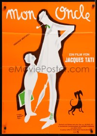 7r244 MON ONCLE German R1970s My Uncle, wacky different art of Jacques Tati as Mr. Hulot!