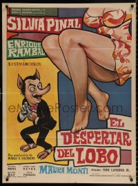 7r024 EL DESPERTAR DEL LOBO Mexican poster 1970 Silvia Pinal, Enrique Rambal, wacky sexy artwork!