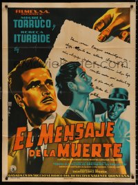 7r027 EL MENSAJE DE LA MUERTE Mexican poster 1953 art of Miguel Torruco & Rebecca Iturbide by Diaz!