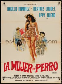 7r042 LA MUJER DEL PERRO Mexican poster 1970s Angelo Ramirez, Beatriz Loudet, different sexy art!