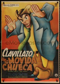 7r066 UNA MOVIDA CHUECA Mexican poster 1956 Clavillazo tests a drug that shows him the future!