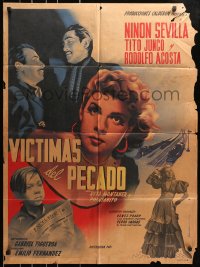 7r068 VICTIMAS DEL PECADO Mexican poster 1951 Emilio Fernandez's Victims of Sin, Juanino Berenguer!