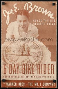 7s051 6 DAY BIKE RIDER pressbook 1934 Joe E. Brown gives you his biggest treat, bicycle racing!