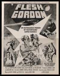 7s212 FLESH GORDON pressbook 1974 sexy sci-fi spoof, different wacky erotic super hero art!