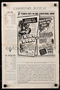7s301 KING KONG /LEOPARD MAN pressbook 1952 two terrific hits on one sensational show, great images!