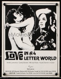 7s333 LOVE IN A 4 LETTER WORLD Canadian pressbook 1971 Andre Lawrence, Candy Greene, sex & drugs!