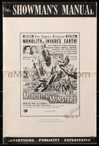 7s366 MONOLITH MONSTERS pressbook 1957 classic Reynold Brown sci-fi art of living skyscrapers!