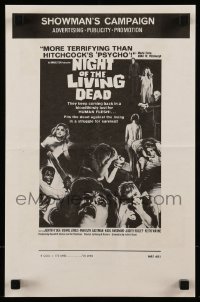 7s386 NIGHT OF THE LIVING DEAD pressbook 1968 George Romero classic, they lust for human flesh!