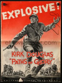 7s411 PATHS OF GLORY pressbook 1958 Stanley Kubrick, great artwork of Kirk Douglas in WWI!
