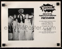 7s570 VAMPIRE HOOKERS pressbook 1979 art of John Carradine & girls, warm blood isn't all they suck!