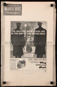 7s599 WRONG MAN pressbook 1957 Henry Fonda, Vera Miles, Alfred Hitchcock crime thriller!