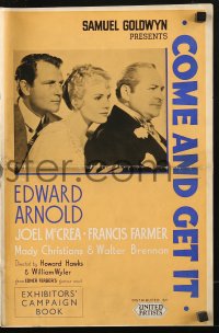7s007 COME & GET IT English pressbook 1937 cult star Frances Farmer, Joel McCrea & Edward Arnold!