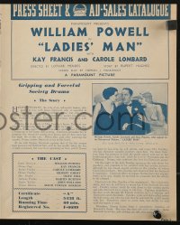 7s018 LADIES' MAN English pressbook 1931 William Powell, Kay Francis & Carole Landis, different!