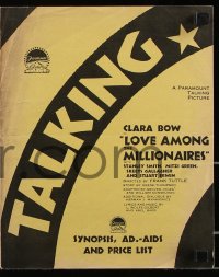 7s024 LOVE AMONG THE MILLIONAIRES English pressbook 1930 Clara Bow, Stanley Smith, Skeets Gallagher