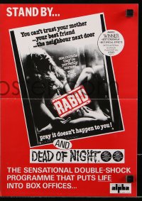 7s026 RABID/DEAD OF NIGHT English pressbook 1977 the sensational double-shock horror programme!