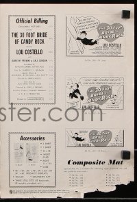 7s048 30 FOOT BRIDE OF CANDY ROCK pressbook 1959 art of Costello, a science-friction masterpiece!