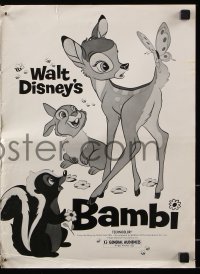 7s071 BAMBI pressbook R1975 Walt Disney cartoon deer classic, great art with Thumper & Flower!
