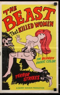 7s082 BEAST THAT KILLED WOMEN pressbook 1965 Barry Mahon, wild artwork of beast attacking sexy girl