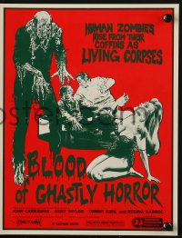 7s108 BLOOD OF GHASTLY HORROR pressbook 1972 human zombies rise from coffins as living corpses!