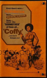 7s146 COFFY pressbook 1973 sexy art of baddest chick Pam Grier, Jack Hill blaxploitation classic!