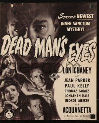 7s159 DEAD MAN'S EYES pressbook 1944 Lon Chaney Jr. in an Inner Sanctum Mystery, Universal horror!