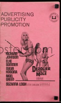 7s161 DEADLIER THAN THE MALE pressbook 1967 art of sexy Elke Sommer & Sylva Koscina with spear guns!