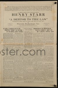 7s166 DEBTOR TO THE LAW pressbook 1919 real life outlaw Henry Starr, The Man Who Stole a Million!