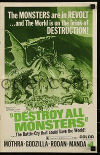7s171 DESTROY ALL MONSTERS pressbook 1969 Ishiro Honda's Kaiju Soshingeki, Godzilla, King Ghidrah!