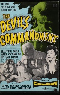 7s174 DEVIL'S COMMANDMENT pressbook 1957 Mario Bava's I Vampiri, mad scientist kills for fun!