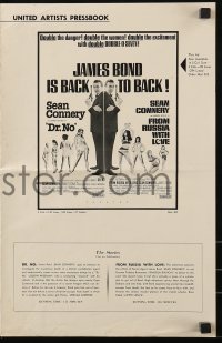 7s181 DR. NO/FROM RUSSIA WITH LOVE pressbook 1965 Sean Connery is James Bond, danger & excitement!