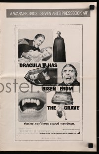 7s182 DRACULA HAS RISEN FROM THE GRAVE pressbook 1969 Hammer, Christopher Lee as the vampire!