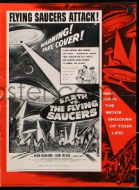 7s185 EARTH VS. THE FLYING SAUCERS pressbook 1956 sci-fi classic, cool art of UFOs & aliens!