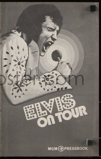 7s191 ELVIS ON TOUR pressbook 1972 classic artwork of Elvis Presley singing into microphone!
