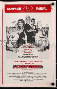 7s206 FIREPOWER pressbook 1979 C.W. Taylor art of Sophia Loren, James Coburn & O.J. Simpson!