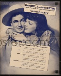 7s226 FRONTIER BADMEN pressbook 1943 Noah Beery Jr. & pretty Anne Gwynne, the hit love-team!